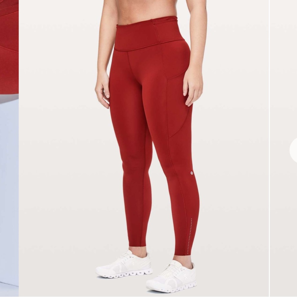 Lululemon fast and free leggings Nulux clay color size 4 inseam 25” w/ pockets